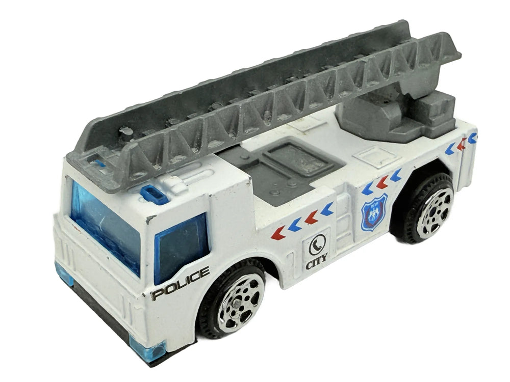 Wóz Drabinowy Police, Policja, Straż pożarna, Die cast Resoraki, Biały 1:64
