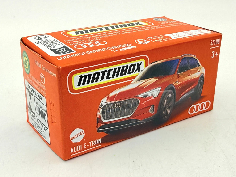 AUDI E-TRON, Matchbox 2023, Die cast 5/100, Czerwony, 1:64, Resoraki