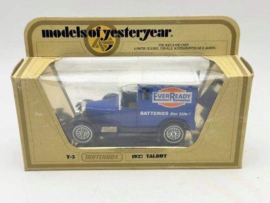 1927 TALBOT Matchbox 1978 Niebieski 1:47 Made in England Ever Ready