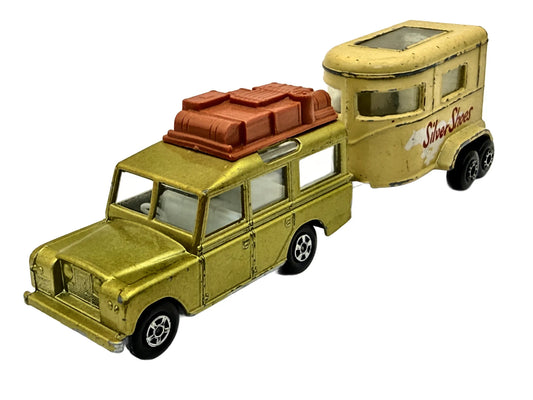 LAND ROVER SAFARI Z PRZYCZEPĄ NA KONIE Matchbox '70 1:64 Made in England