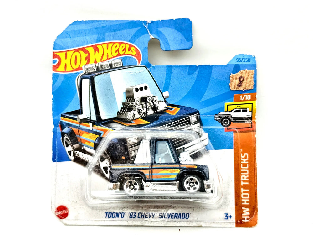 Tooned '83 Chevy Silverado Hot Wheels 2023 HW Hot Trucks 1:64 Pickup Czarny