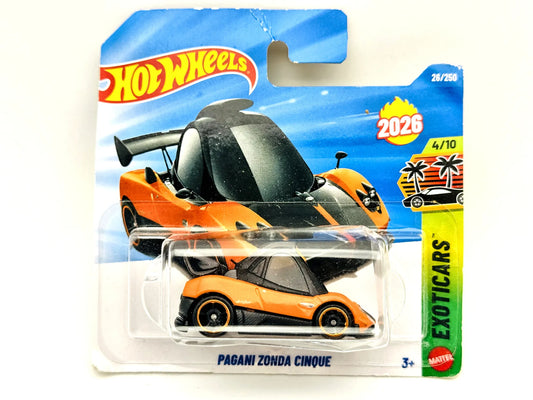 Pagani Zonda Cinque Hot Wheels 2026 EXOTICARS 1:64 Blister Pomarańczowy