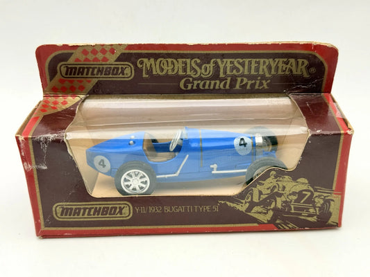 1932 BUGATTI TYPE 51 Models of Yeasteryear Matchbox 1986 Niebieski 1:43