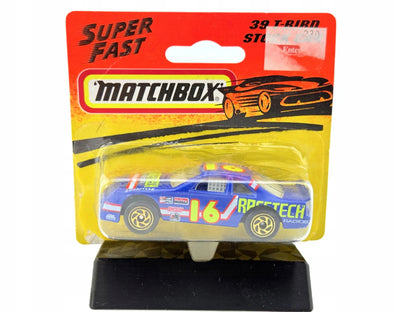 39 T-BIRD STOCK CAR, Matchbox, Resoraki, Die cast 11039, Niebieski, 1:64