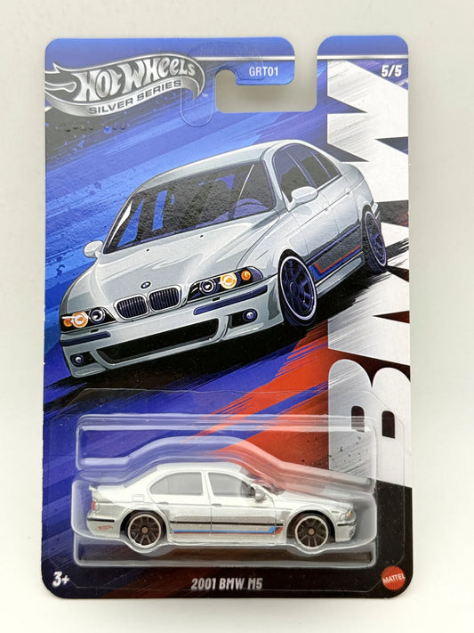2001 BMW M5 SILVER Hot Wheels 2025 Srebrny 1:64 2xMetal