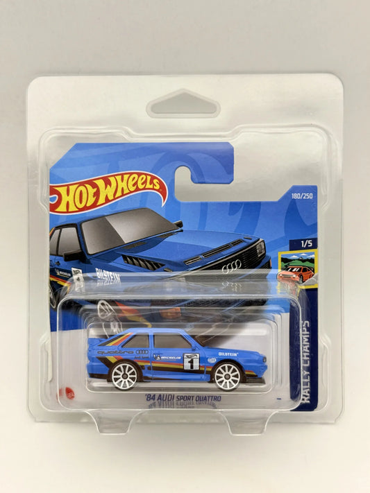 '84 AUDI SPORT QUATTRO Rally Champs Hot Wheels 2022 Blue 1:64 + Protektor