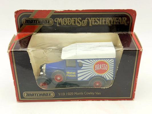 1929 MORRIS COWLEY VAN Matchbox 1986 Niebieski 1:39 Made in Macau Brasso