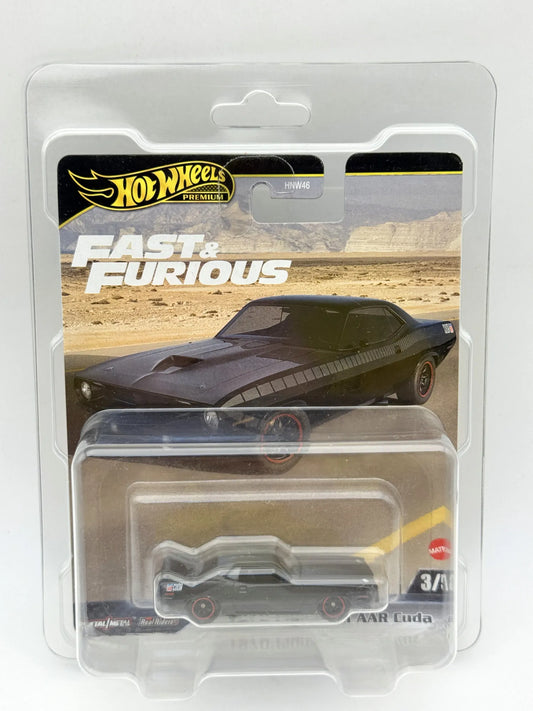 1970 PLYMOUTH AAR CUDA Fast & Furious Hot Wheels 2023 Czarny 1:64 Protektor