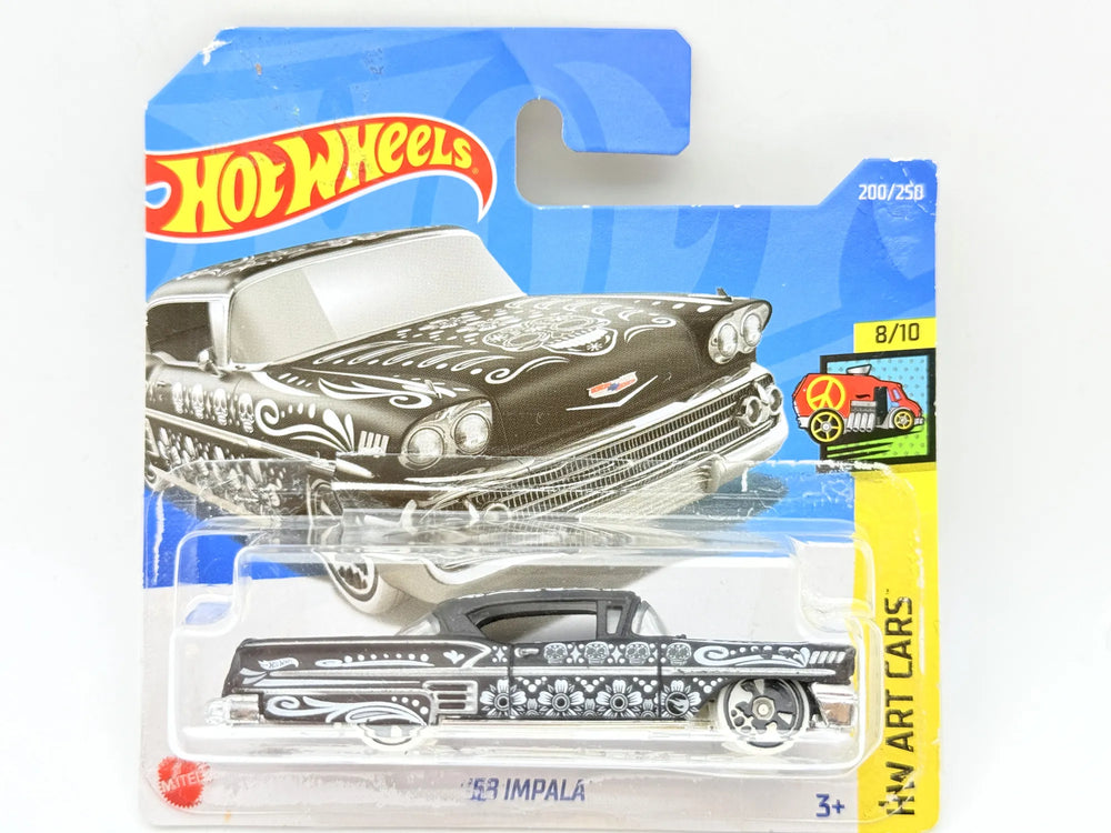 '58 IMPALA TREASURE HUNT, HW ART CARS, Hot Wheels TH 2022, Czarny, 1:64