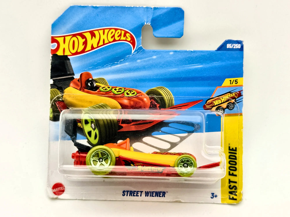Street Wiener Hot Wheels 2025 Fast Foodie 1:64 Blister Żółty