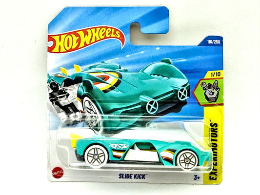 Slide Kick Hot Wheels 2025 Experimentators 1:64 52 Blister Turkusowy