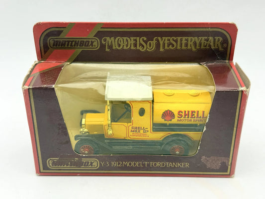Ciężarówka Y-3 1912 MODEL T FORD TANKER Matchbox 1986 Żółty 1:35 Shell