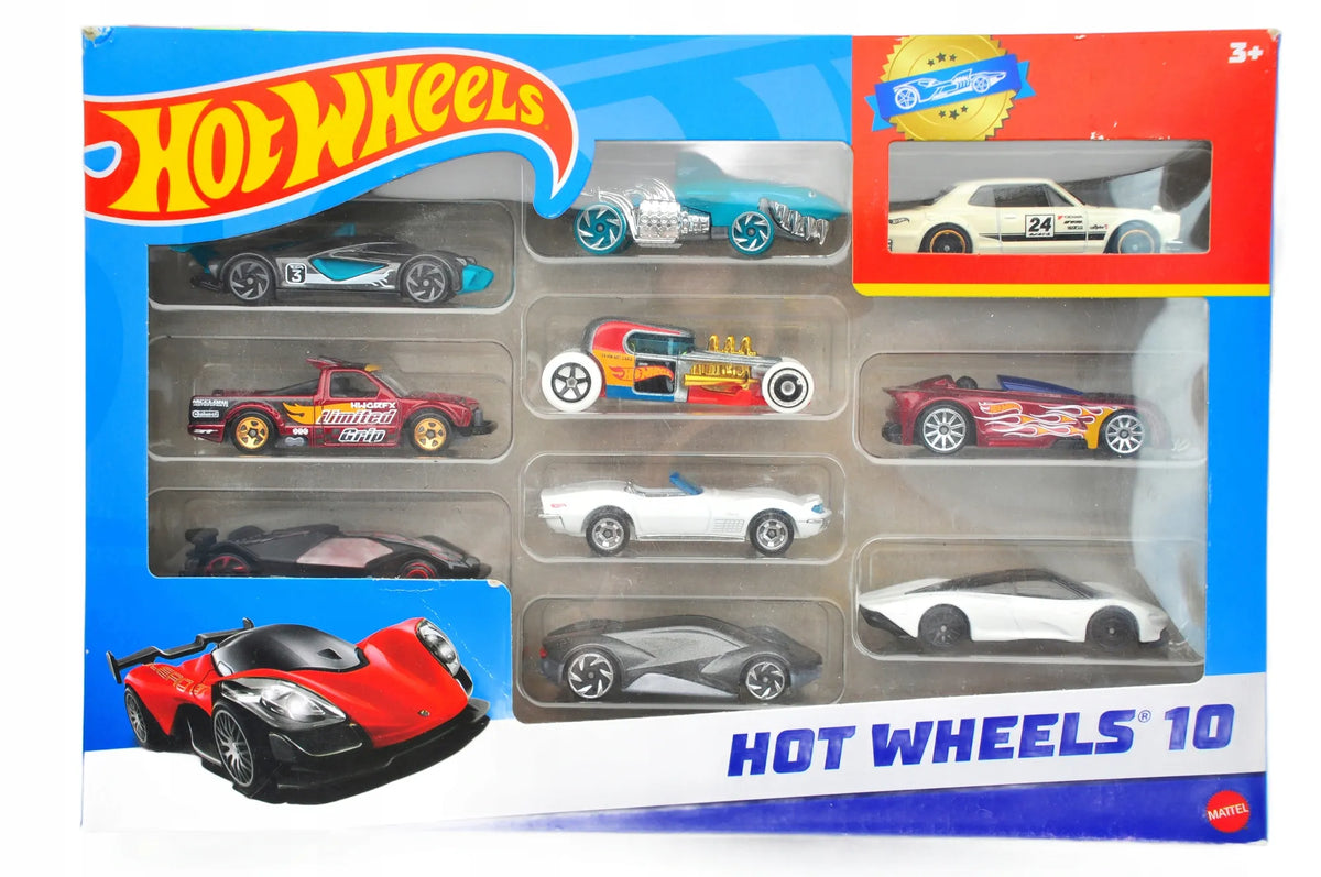 ZESTAW 10 SAMOCHODZIKÓW, Hot Wheels, Resoraki, Die cast 54886, Różnorodna