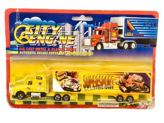 Vintage American Truck High Speed 1:87 CITY ENGINE Blister Żółty Promocyjny
