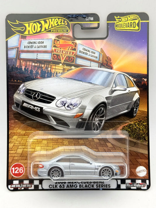 2008 Mercedes-Benz Clk 63 Amg Hot Wheels 2025 Premium 1:64 Srebrny