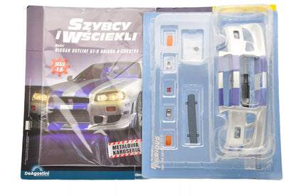NISSAN SKYLINE GT-R, Deagostini, Resoraki, Die cast, Srebrny, 1:8