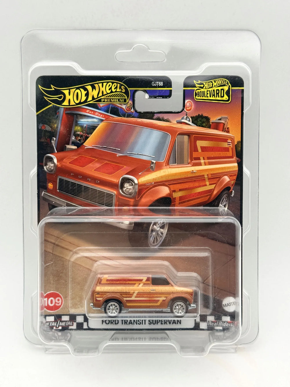 FORD TRANSIT SUPERVAN Premium Hot Wheels 2020 Pomarańczowy 1:64