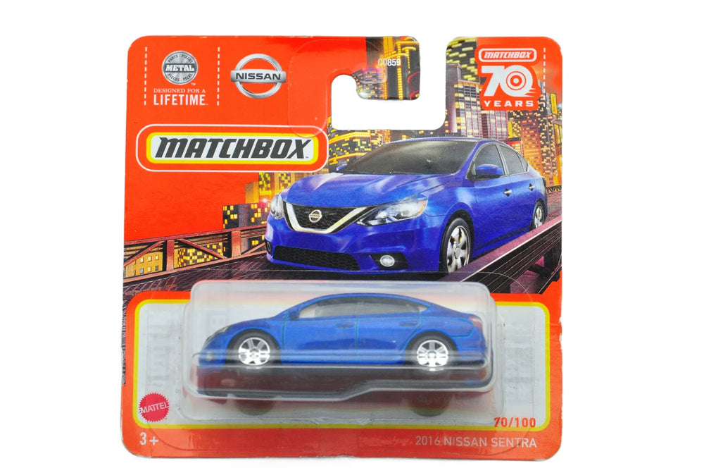2016 Nissan Sentra Matchbox 2022 Niebieski 1:64