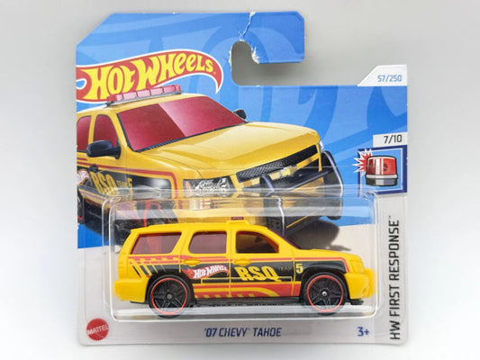 '07 CHEVY TAHOE, Hot Wheels 2024, Die cast HTB60N521, Żółty, 1:64, Resoraki