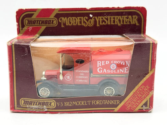 Y-3 1912 MODEL T FORD TANKER Matchbox 1984 Czerwony 1:35 Made in England