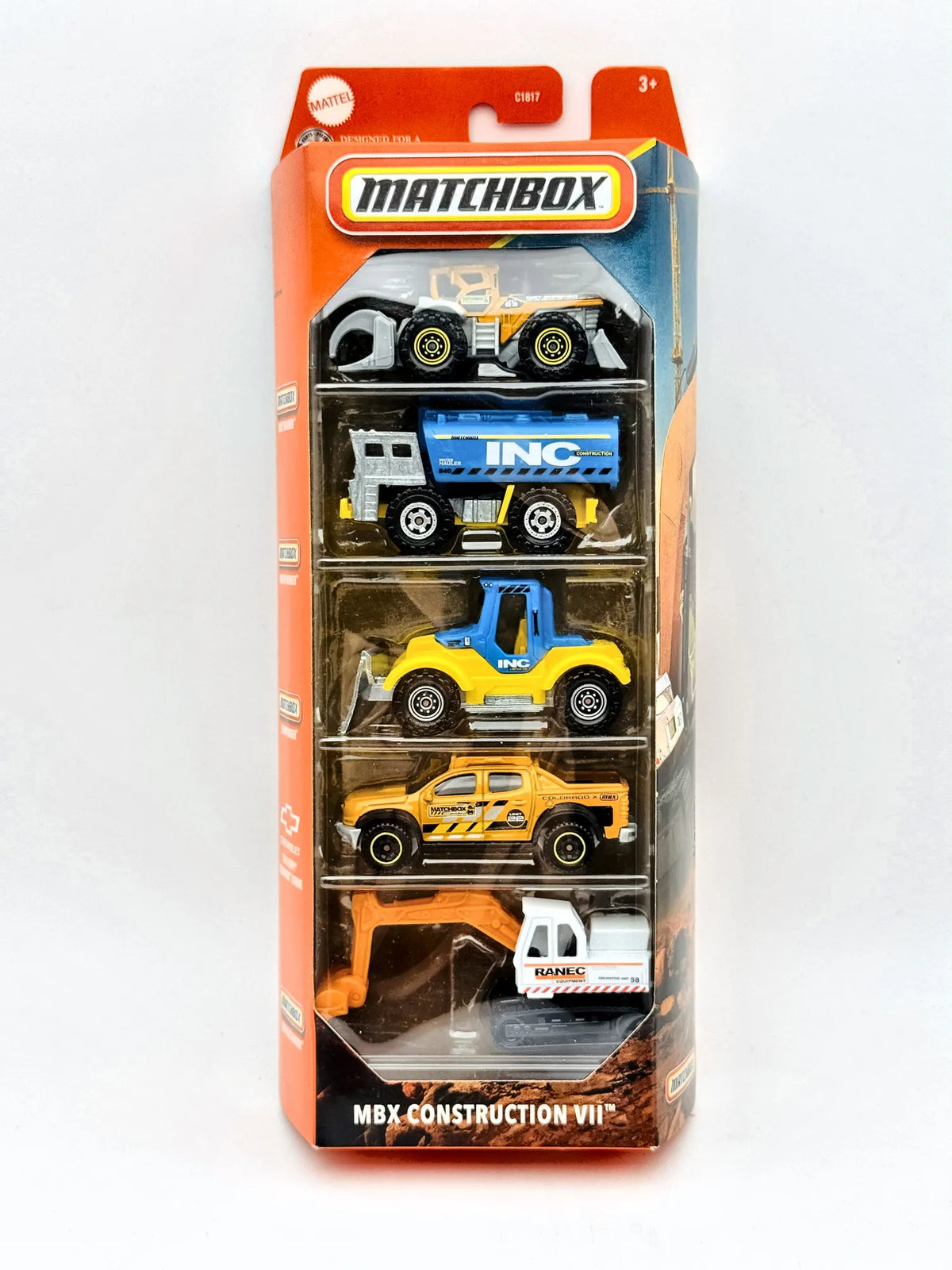 5 Pack MBX Construction VII Matchbox 2024 MBX Construction 1:64 INC Blister
