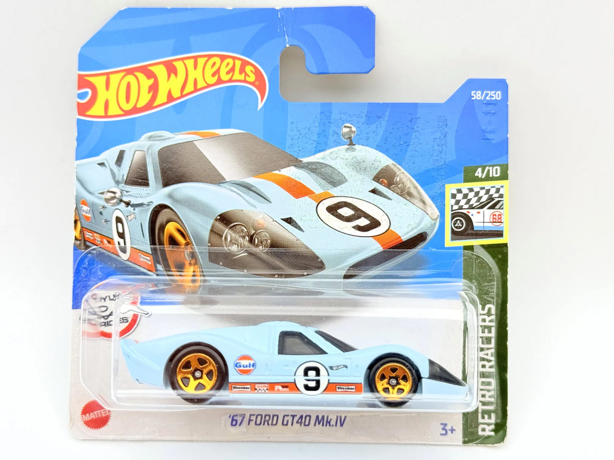 FORD GT40 MK.IV, GULF, Hot Wheels 2022 Resoraki, Die cast Jasnoniebie. 1:64