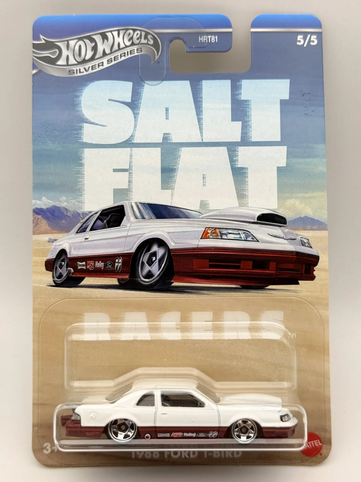 1988 FORD T-BIRD, Hot Wheels Silver 2024, HRT81 JBY85, Biały 1:64, Resoraki