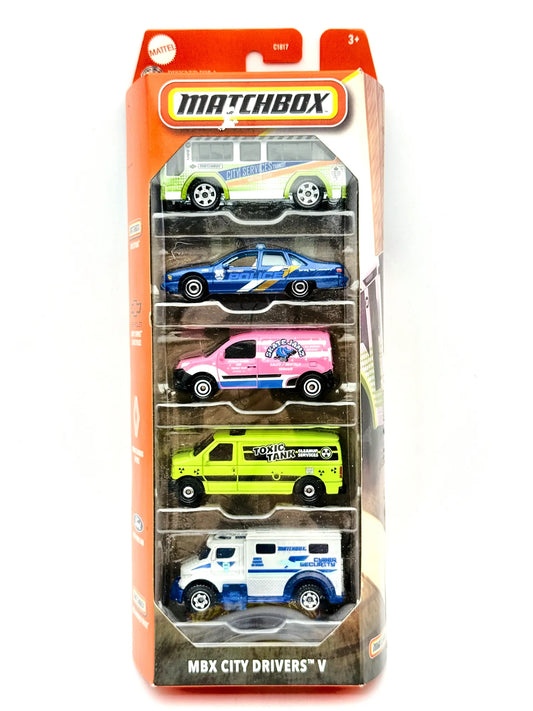 5 Pack - MBX City Drivers V Matchbox 2024 1:64 TIC TAC TOWING Blister