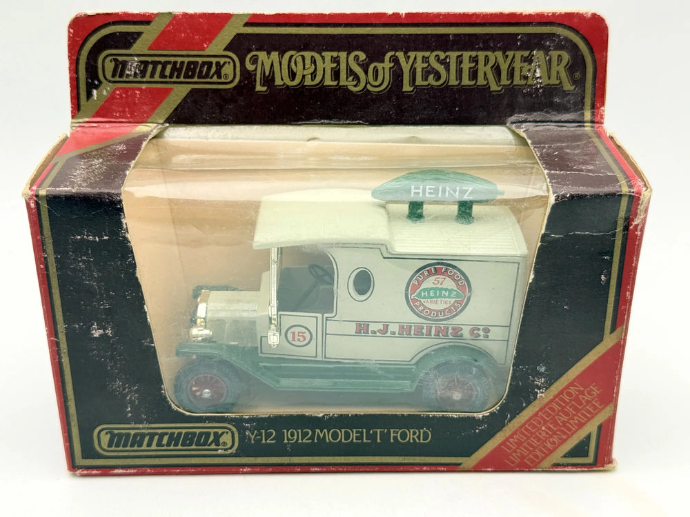 Y-12 1912 MODEL T FORD Matchbox 1986 Biały 1:43 Made in England H.J. HEINZ