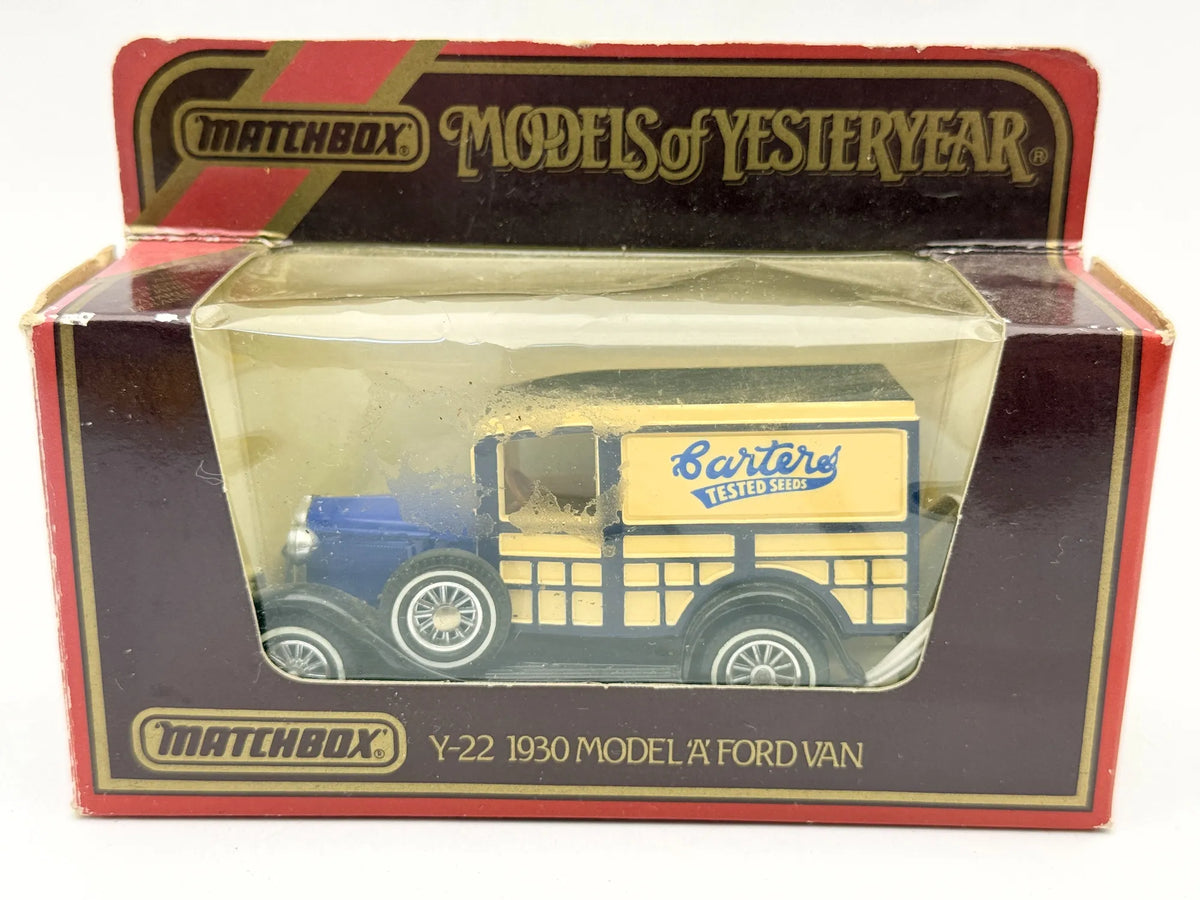 Y-22 1930 MODEL A FORD VAN Matchbox 1986 Niebieski 1:40 Made in Macau