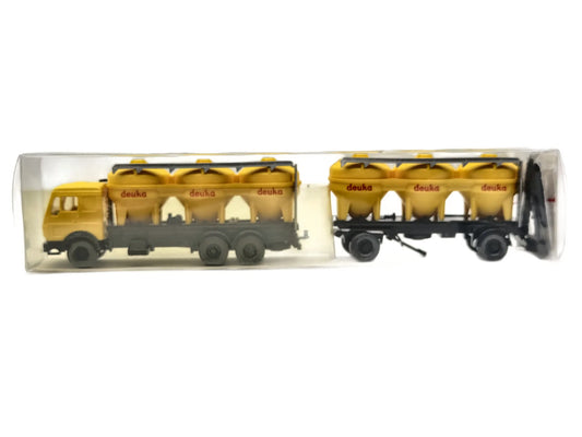 Mercdes-Benz Silo Lastzug Wiking Żółty 1:87 Made in West Germany deuka