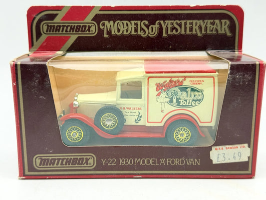 Y-22 1930 MODEL A FORD VAN Matchbox 1984 Kremowy 1:40 Made in England