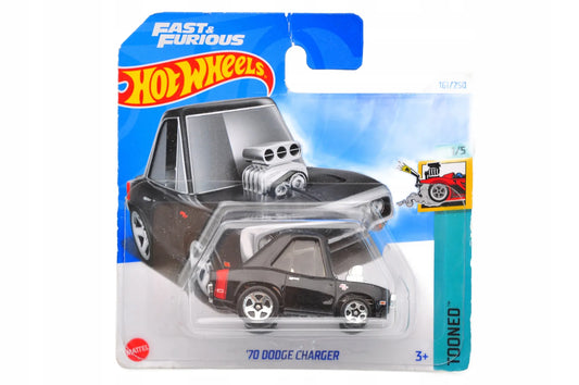 '70 DODGE CHARGER, Hot Wheels 2024, Die cast HTB40, Czarny, 1:64, Resoraki