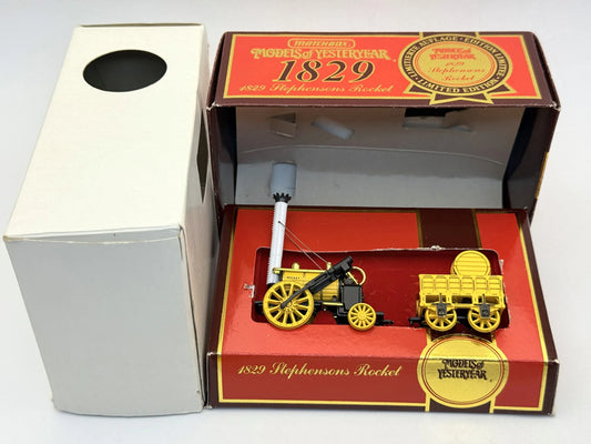 Lokomotywa Parowa 1829 STEPHENSONS ROCKET Matchbox 1987 Żółty 1:64