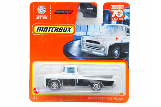 DODGE SWEPTSIDE PICKUP, Matchbox 2022, Die cast HLD38, Biały 1:64, Resoraki