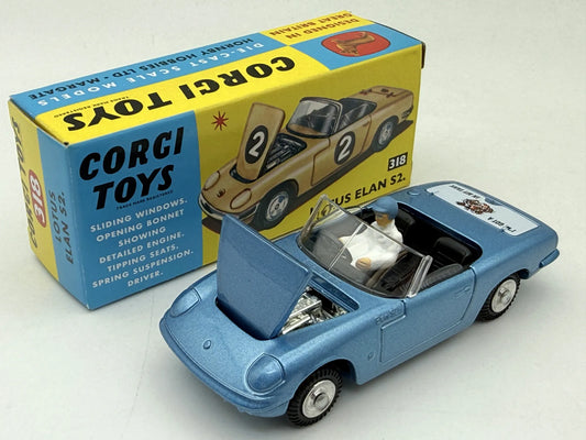 LOTUS ELAN S2 Corgi Niebieski 1:43 Figurka kierowcy