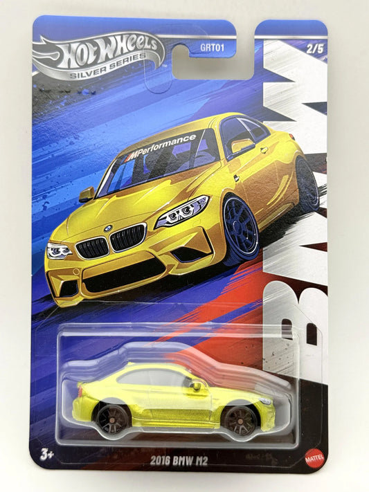 2016 BMW M2 SILVER Hot Wheels 2025 Żółty 1:64