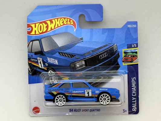 '84 AUDI SPORT QUATTRO Rally Champs Hot Wheels 2022 Niebieski 1:64