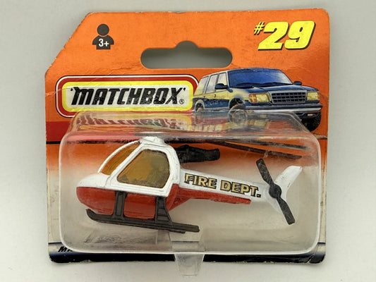 Helikopter FIRE DEPT HELICOPTER Straż pożarna Matchbox 1997 Biały 1:64