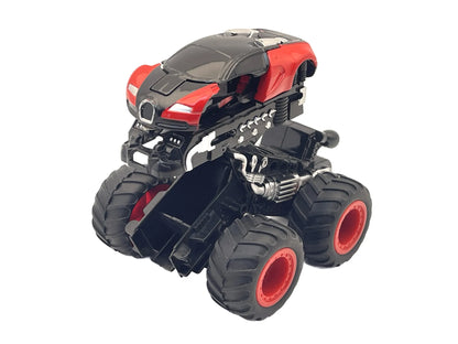 TRANSFORMERS MONSTER TRUCK jak BUGATTI, Die cast, Czerwony, 1:64, Resoraki