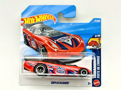 Supercharged Hot Wheels 2025 Drag Racers 1:64 NHRA Blister Czerwony