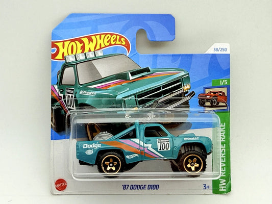 '87 DODGE D100, Hot Wheels 2023, Die cast 5785, Turkusowy, 1:64, Resoraki
