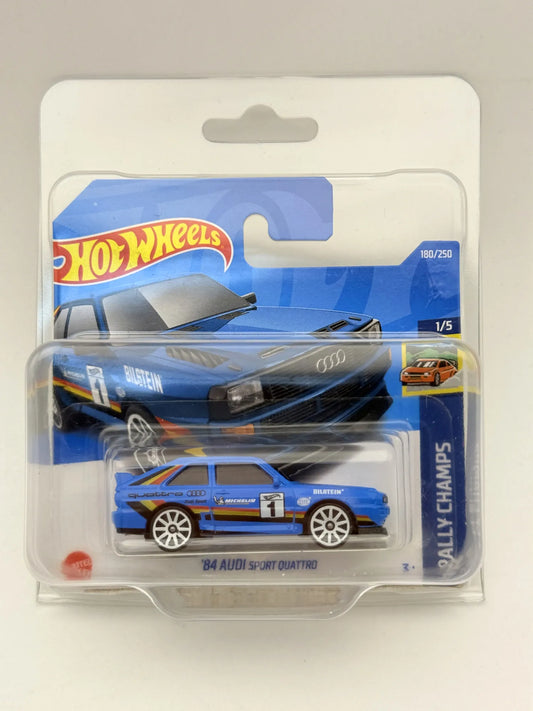 '84 AUDI SPORT QUATTRO Rally Champs Hot Wheels 2022 Blue 1:64 Protektor