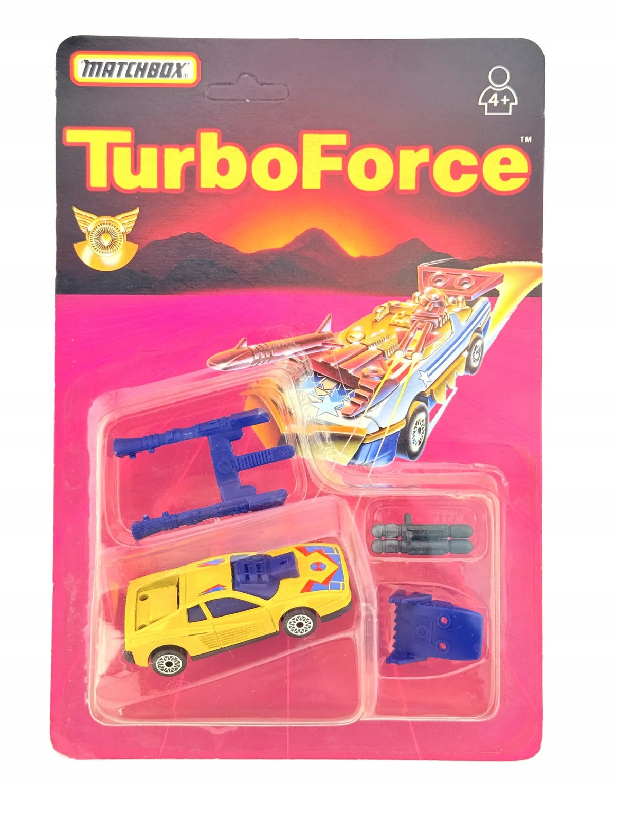 TURBOFORCE, Matchbox, Resoraki, Die cast, Żółty, 1:64
