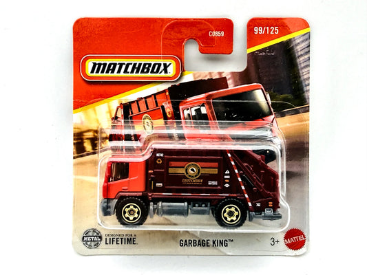 Garbage King Matchbox 2025 Mainline 1:64 Śmieciarka Blister Bordowy