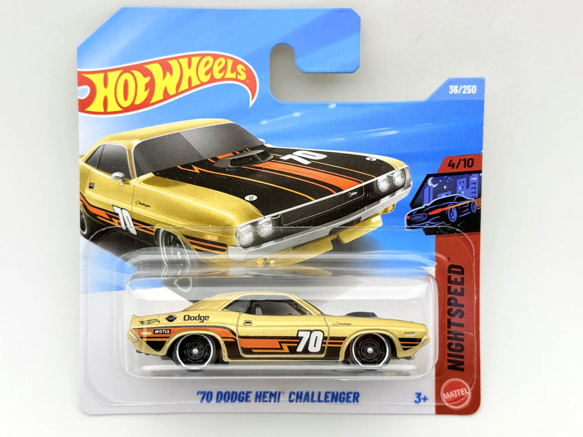 '70 DODGE HEMI CHALLENGER, Hot Wheels 2026, Die cast JJJ07N521, Złoty, 1:64