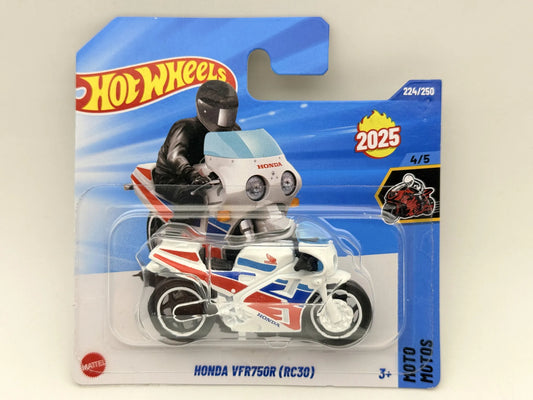 Motocykl HONDA VFR750R RC30 Moto Motos Hot Wheels 2025 Biały 1:64