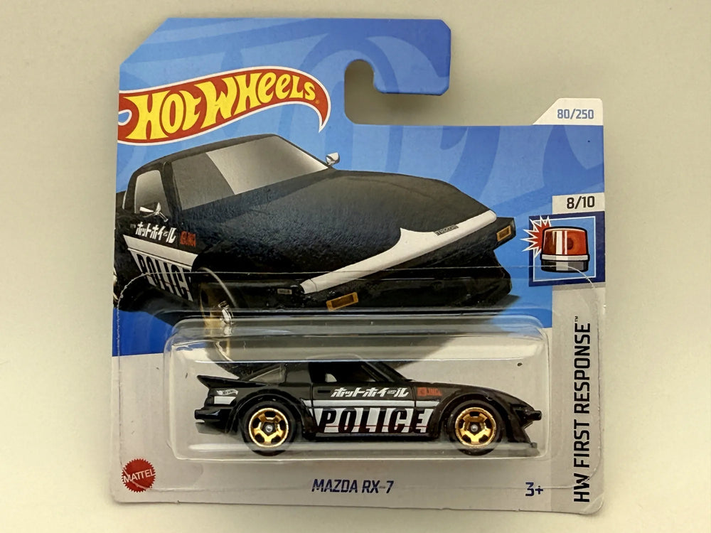 MAZDA RX-7 HW FIRST RESPONSE Policja Hot Wheels 2024 Czarny 1:64