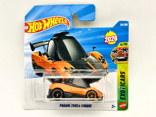 Pagani Zonda Cinque Hot Wheels 2026 EXOTICARS 1:64 Blister Pomarańczowy