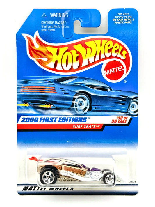 Surf Crate Hot Wheels 1999 Blue Card 1:64 2000 First Editions Blister Biały